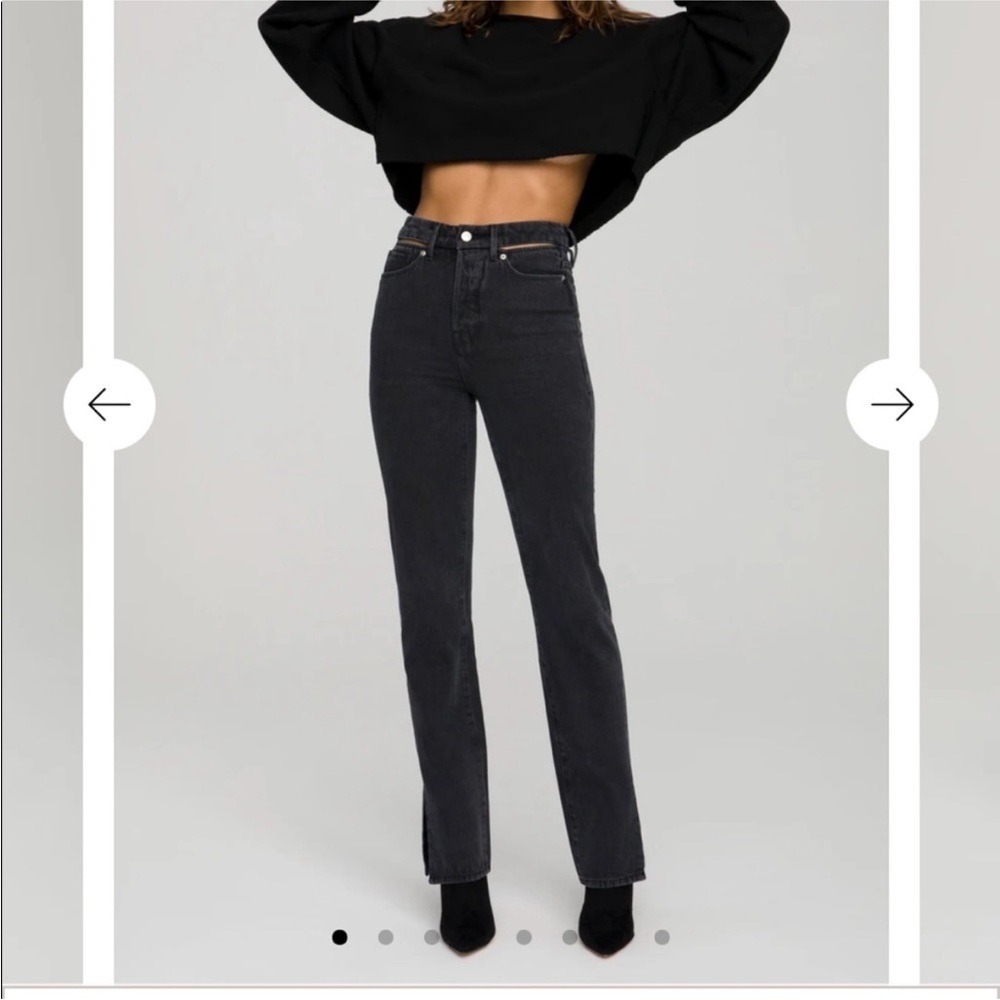 Good American Good Boy Jeans With Slit Waistband
- Black